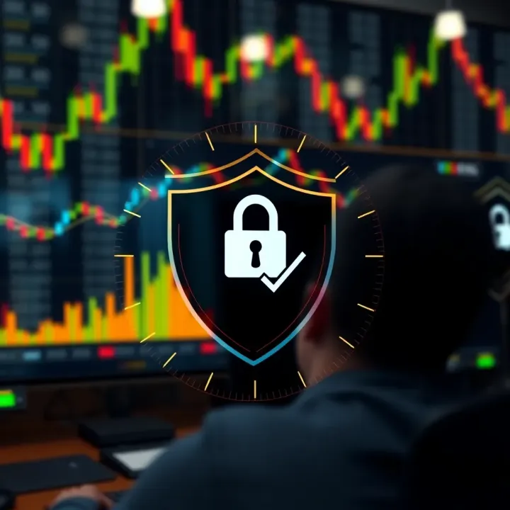 Conceptual graphic showing secure login with verification shield and checkmarks