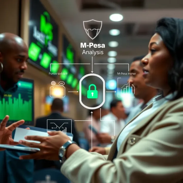 Diagram showing secure online transactions between forex brokers and M-Pesa payment system