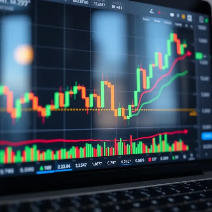 Financial chart displaying candlestick patterns with technical indicators on TradingView platform