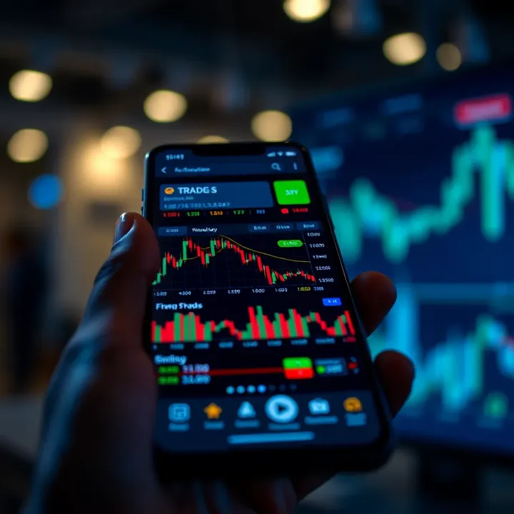 Mobile device displaying TradingView Deriv APK with interactive financial charts and market indicators