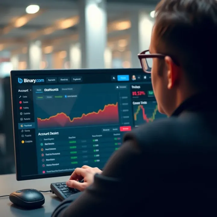 User dashboard showing account overview and navigation options on Binary.com Deriv platform