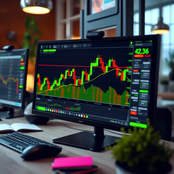 Digital graph displaying binary trading options on a computer screen