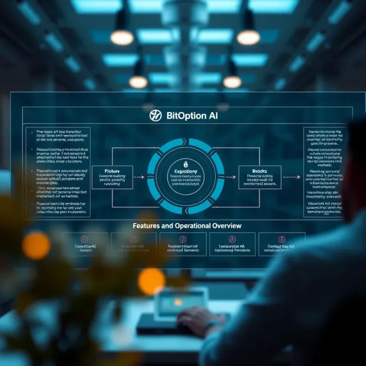 Diagram showing the core features and operational flow of BitOption AI trading platform
