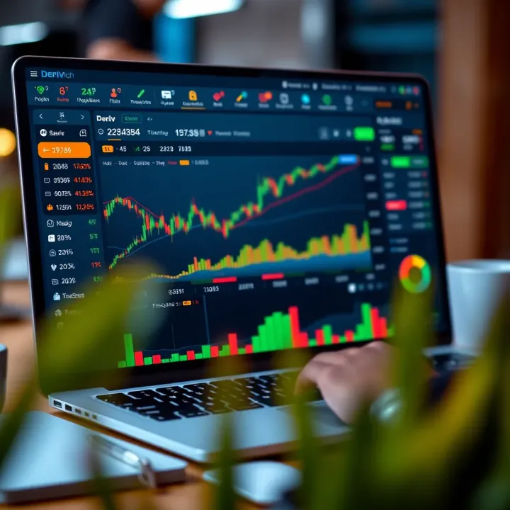 Deriv trading platform dashboard showing charts and trading options