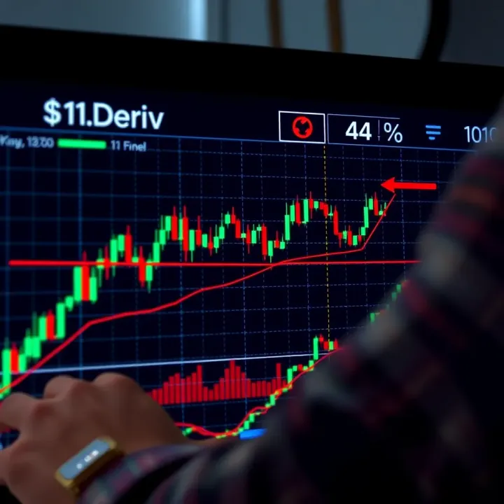 Graph illustrating the mechanics of binary options trading on the Deriv platform with clear profit and loss zones
