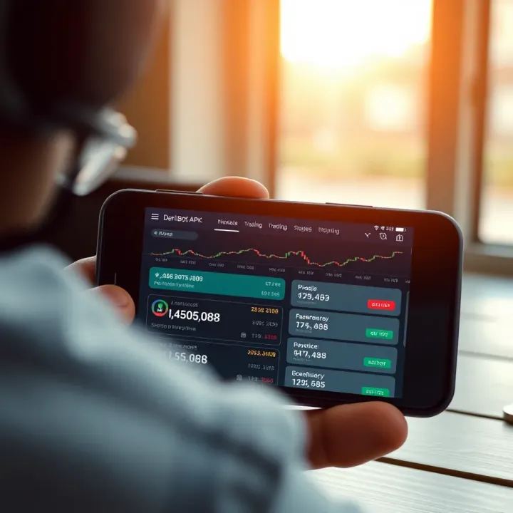 Deriv Bot APK interface showcasing automated trading options on a mobile device