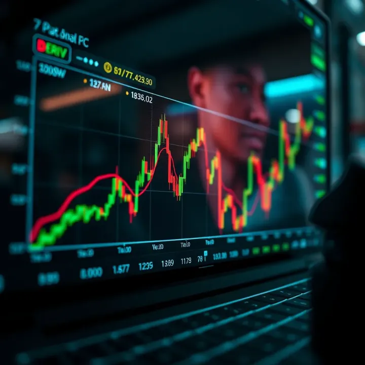 Graph showing automated trading activity on Deriv platform with customizable bot settings