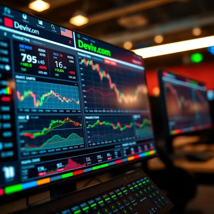 Dashboard displaying various trading options and market charts on Deriv.com platform