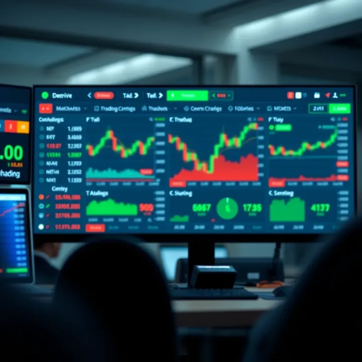 Dashboard view of Deriv Trader platform showing market charts and trading options
