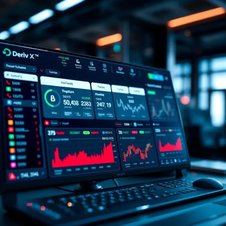 Dashboard displaying account management and security features of Deriv X platform
