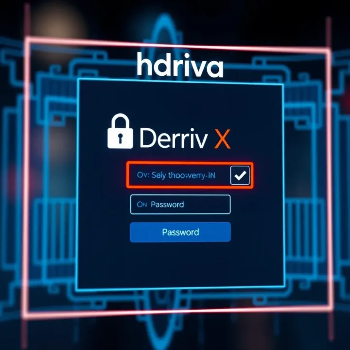 Secure login interface highlighting password entry and two-factor authentication for Deriv X users