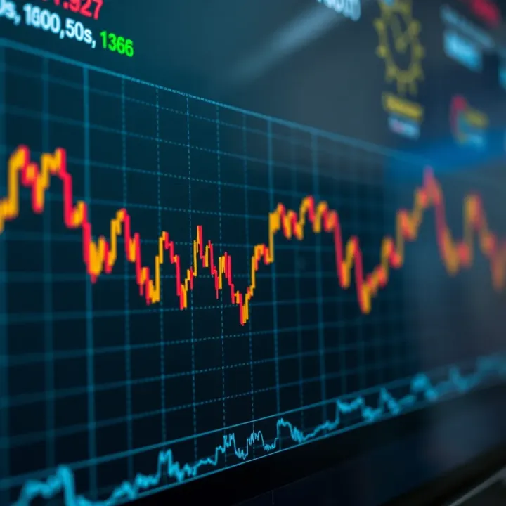 Graph showing fluctuations in stock and commodity prices indicating derivative market trends