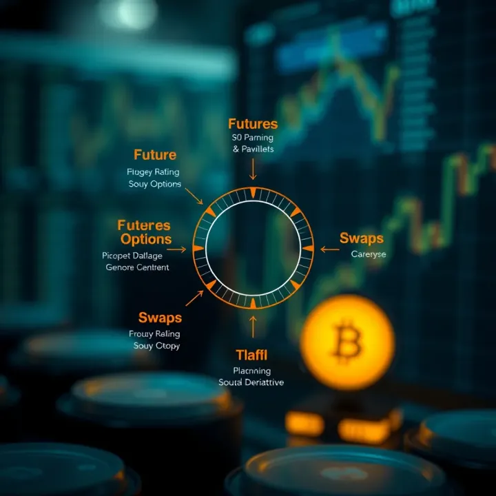 Diagram illustrating various types of financial derivatives including futures, options, and swaps