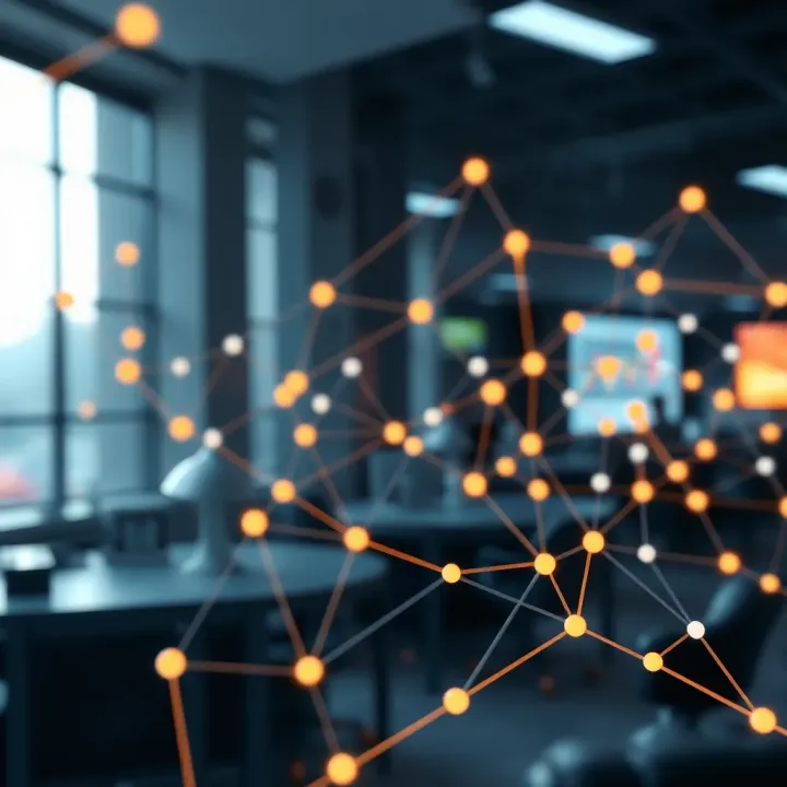 Visualization of interconnected data points representing future trends and predictions