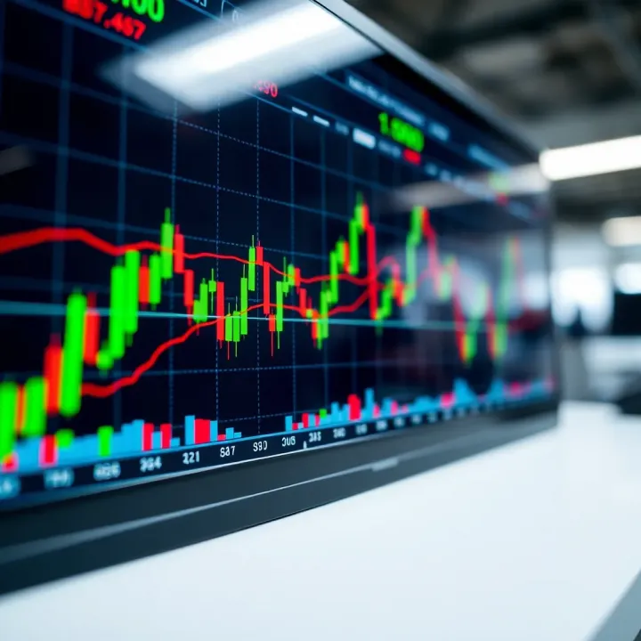 Chart displaying currency pairs with binary options trading indicators