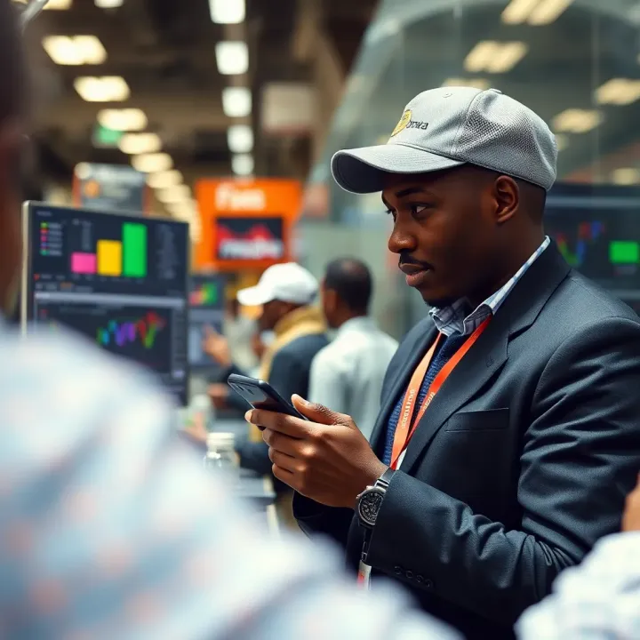 Kenyan trader using mobile phone for forex deposit via M-Pesa