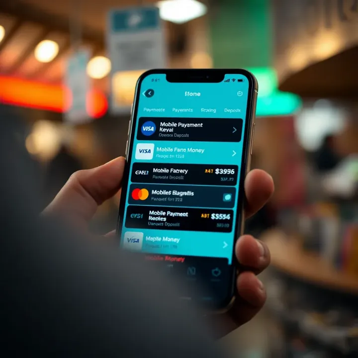 Various payment options displayed on a smartphone screen highlighting mobile money services in Kenya