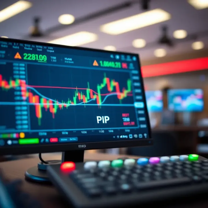 Forex trading screen showing pip value calculation and currency exchange rates