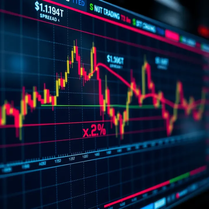 Chart displaying the spread between buying and selling prices in forex trading