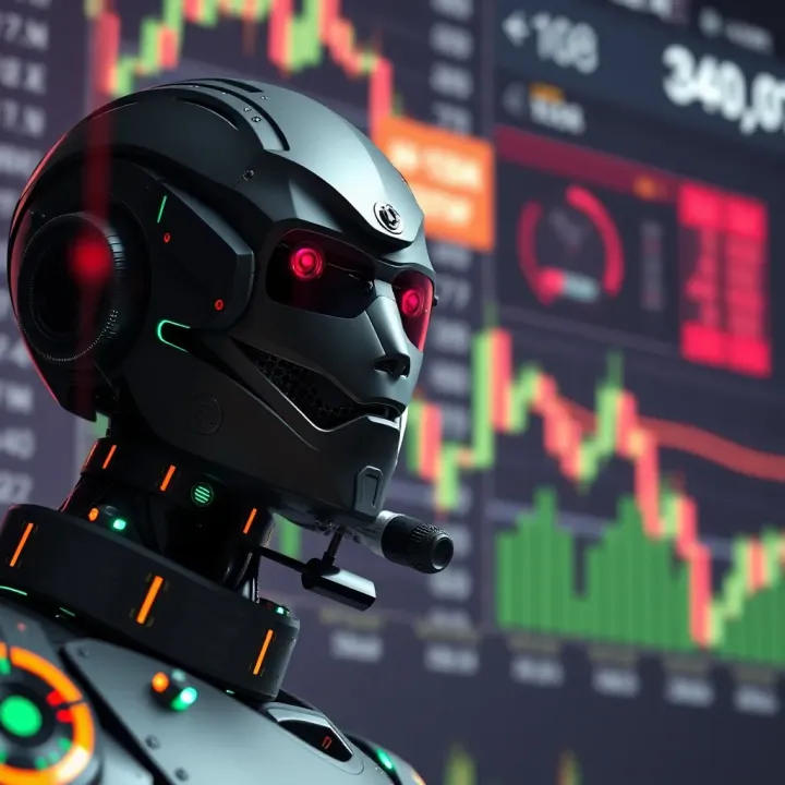 Conceptual representation of algorithmic trading with digital graphs and financial symbols