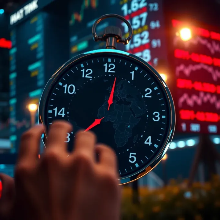 Global financial market clock showing different trading session time zones