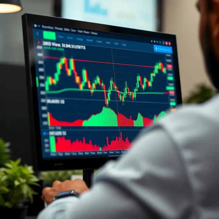 TradingView platform displaying detailed financial chart with multiple technical indicators