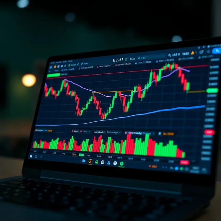 Customized TradingView chart displaying candlestick patterns and technical indicators for market analysis